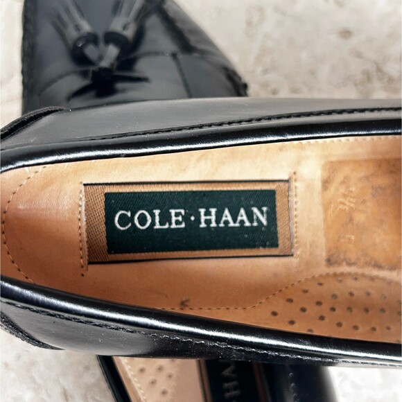 Cole Haan Loafers Mens Size 9.5 D Shoes Black Leather Tassels Nice! main image 5